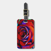 Étiquette À Bagage Rose rouge macro art original (Devant Vertical)