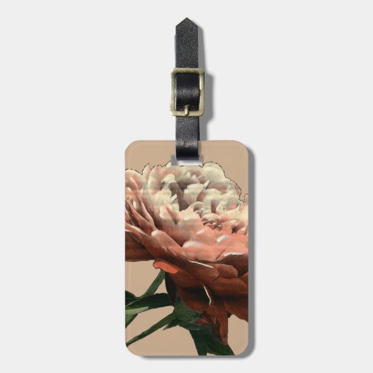 Étiquette À Bagage Rose rouge rubis aux accents blancs (Devant Vertical)