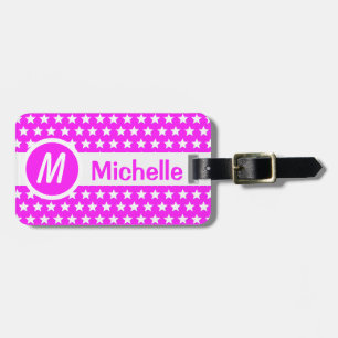 Étiquette À Bagage Rose Star Monogramme