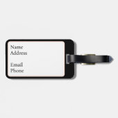 Étiquette À Bagage Rose sur le design noir (Dos horizontal)