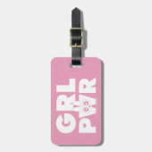 Étiquette À Bagage Rose vif:Pouvoir des filles (Devant Vertical)