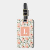 Étiquette À Bagage Rose Vintage Monogramme (Devant Vertical)