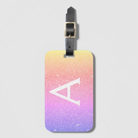 Étiquette À Bagage Rose - Violet Éperche Parties scintillant Nom du m (Devant Vertical)