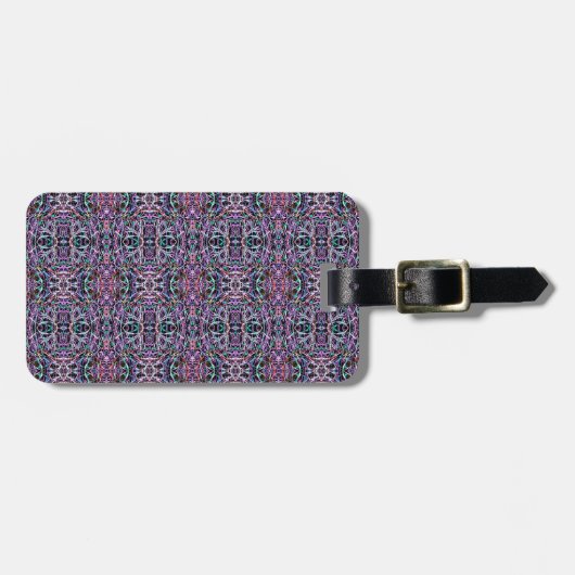 Étiquette À Bagage Rose violet géométrique (Devant horizontal)