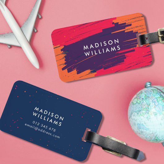 Étiquette À Bagage Rose violet orange vibre moderne Gras Gras