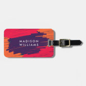 Étiquette À Bagage Rose violet orange vibre moderne Gras Gras (Devant horizontal)