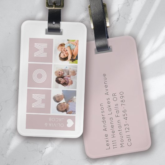 Étiquette À Bagage Rose Vive Nous Vous Aimons Maman Photos