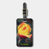 Étiquette À Bagage Rosebud Jaune Avec Points Forts Rouges Personnalis (Devant Vertical)