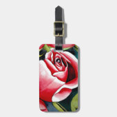 Étiquette À Bagage Rosebud rose aquarelle peinture art fleur (Devant Vertical)