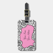 Étiquette À Bagage Roses blanches Vintages (Devant Vertical)