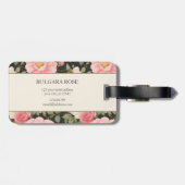 Étiquette À Bagage Roses de Blush & Cream intemporels en Noir Eleganc (Dos horizontal)