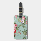 Étiquette À Bagage Roses de chou sur bleu pâle (Devant Vertical)
