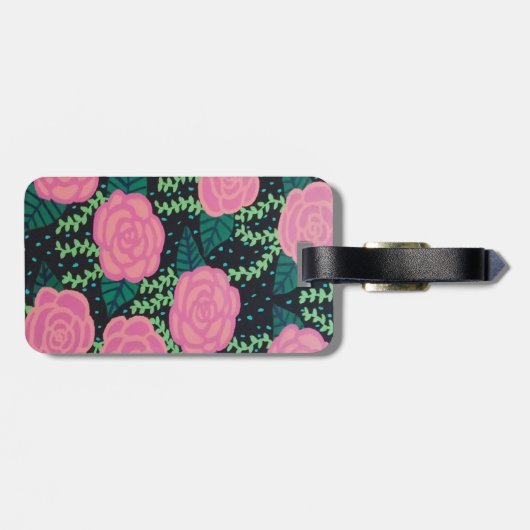 Étiquette À Bagage Roses de choux roses (Dos horizontal)
