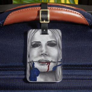 Étiquette À Bagage Roses de sang Femme vampire bleue Portrait Art got