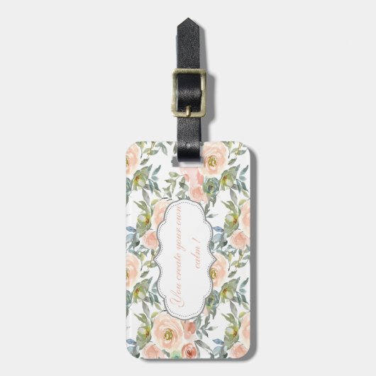 Étiquette À Bagage Roses élégants, Message Motivationnel (Devant Vertical)