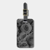 Étiquette À Bagage Roses gris, photo florale grise (Devant Vertical)