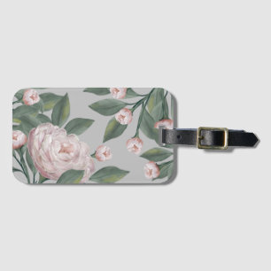 Étiquette À Bagage Roses rose pâle avec arrière - plan modifiable