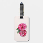 Étiquette À Bagage Roses roses et blanches (Dos Vertical)