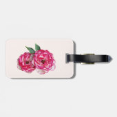 Étiquette À Bagage Roses roses et blanches (Dos horizontal)