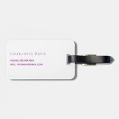 Étiquette À Bagage Roses roses roses fleurs blanc nom (Dos horizontal)