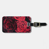 Étiquette À Bagage Roses rouges et noirs de point de polka (Devant horizontal)