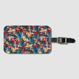 Étiquette À Bagage Roses rouges vintages et motif floral lilas