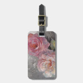 Étiquette À Bagage Roses sur Grey (Devant Vertical)