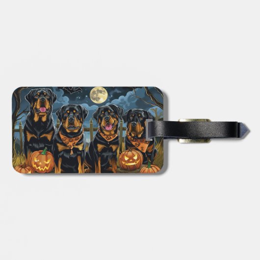 Étiquette À Bagage Rottweiler Halloween Éffrayant (Dos horizontal)