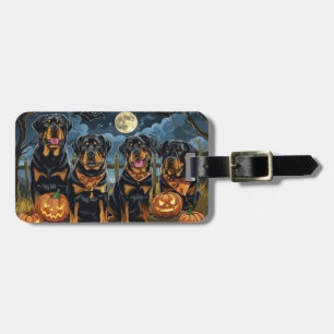 Étiquette À Bagage Rottweiler Halloween Épouvantable
