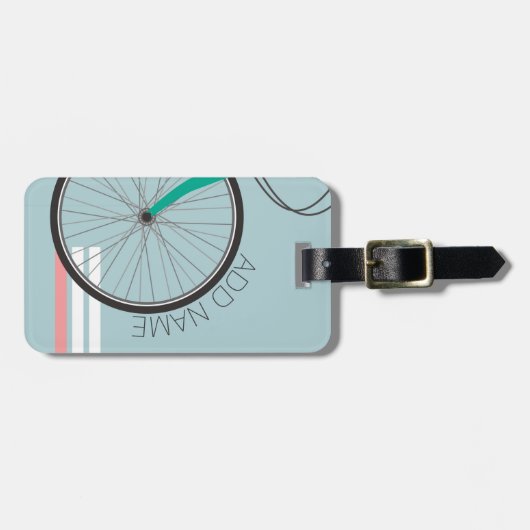 Étiquette À Bagage Roue de vélo Hipster avec nom personnalisé (Devant horizontal)
