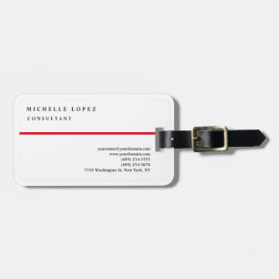 Étiquette À Bagage Rouge blanc classique élégant Plain professionnel