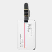 Étiquette À Bagage Rouge blanc classique élégant Plain professionnel (Devant Vertical)