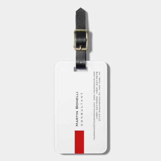 Étiquette À Bagage Rouge blanc moderne simple (Devant Vertical)