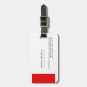 Étiquette À Bagage Rouge blanc moderne simple (Devant Vertical)