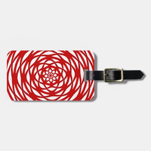 Étiquette À Bagage Rouge blanc Noël moderne Circle Design Motif (Devant horizontal)