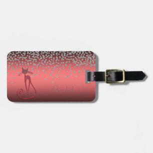 Étiquette À Bagage Rouge corail adorable brillant confetti de papier