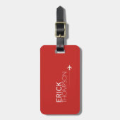 Étiquette À Bagage Rouge élégant personnalisé (Devant Vertical)