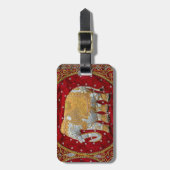 Étiquette À Bagage Rouge embelli et or d'éléphant d'Asie (Devant Vertical)