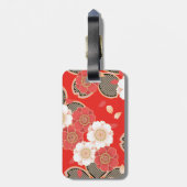 Étiquette À Bagage Rouge et blanc Sakura Japonais Kimono (Dos Vertical)