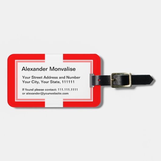 Étiquette À Bagage Rouge et blanc suisses de la Suisse d'amour du (Devant horizontal)