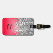 Étiquette À Bagage Rouge et parties scintillantes de faux (Devant horizontal)