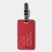 Étiquette À Bagage Rouge fait sur commande de monogramme de remous (Devant Vertical)
