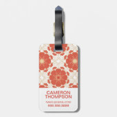 Étiquette À Bagage Rouge fait sur commande de photo et motif floral (Dos Vertical)