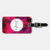 Étiquette À Bagage Rouge foncé et violet Gras & Abstrait moderne (Devant horizontal)