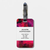 Étiquette À Bagage Rouge foncé et violet Gras & Abstrait moderne (Dos Vertical)