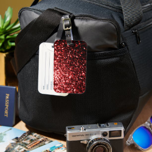 Étiquette À Bagage Rouge foncé faux paillettes scintille Glamour