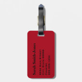 Étiquette À Bagage Rouge foncé uni avec texte noir (Dos Vertical)