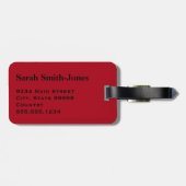 Étiquette À Bagage Rouge foncé uni avec texte noir (Dos horizontal)