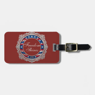 Étiquette À Bagage Rouge Liberté Brille Americana Vintage Argent Doré