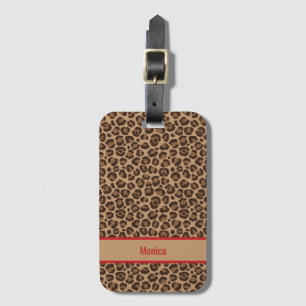 Étiquette À Bagage Rouge Luxe avec Impression Léopard